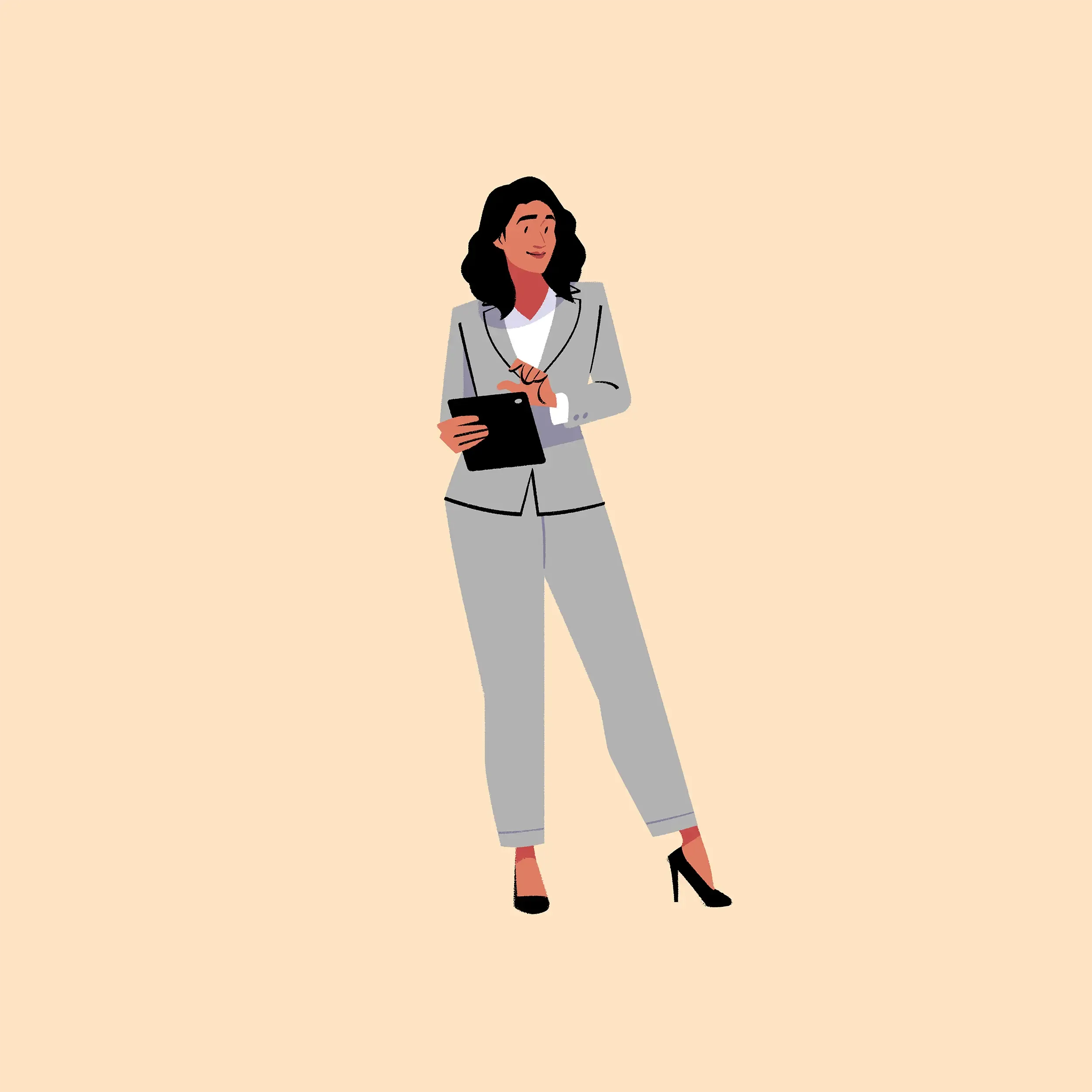 Woman standing with iPad