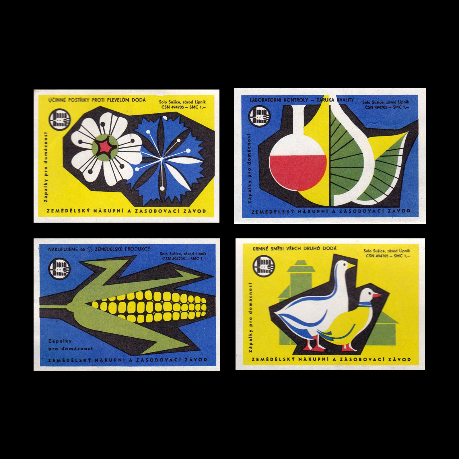 Agricultural Czechoslovakian matchbox Labels, 1971